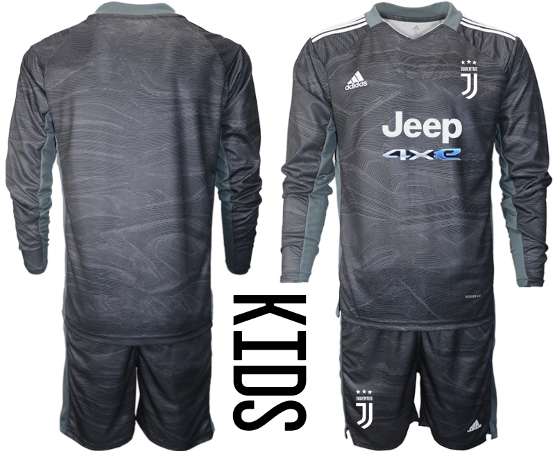 Youth 2021-2022 Club Juventus black Goalkeeper Long Sleeve blank Adidas Soccer Jersey